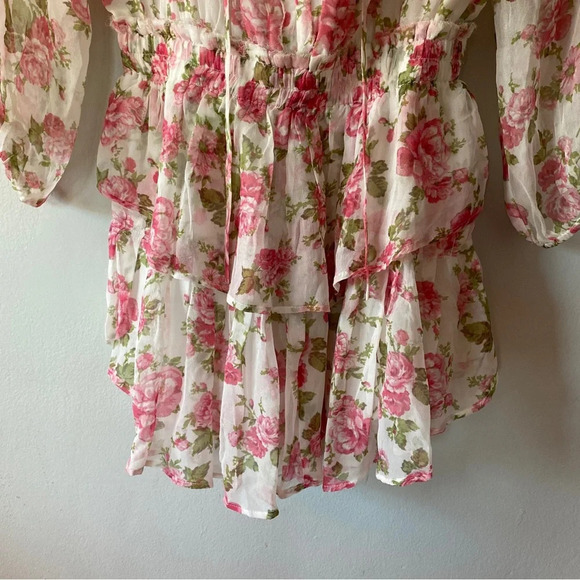LoveShackFancy Popover Mini Dress Blushing Rose Size XS - Picture 5 of 7
